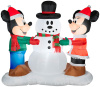 Mickey and Minnie Buidling a Snowman Scene Holiday Inflatable